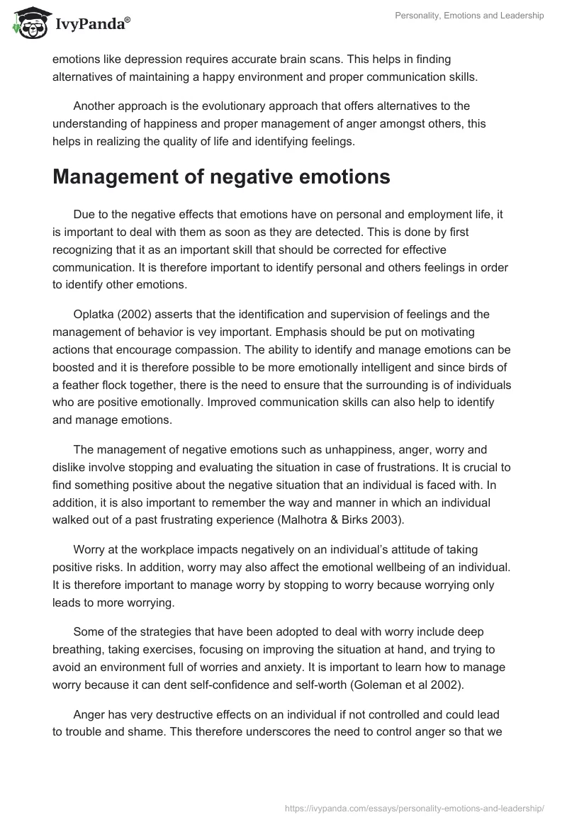 Personality, Emotions and Leadership. Page 2