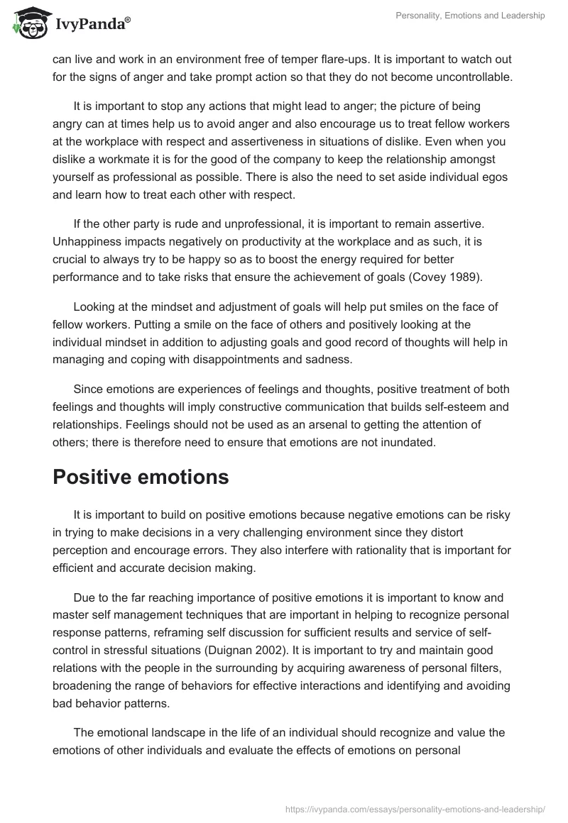 Personality, Emotions and Leadership. Page 3