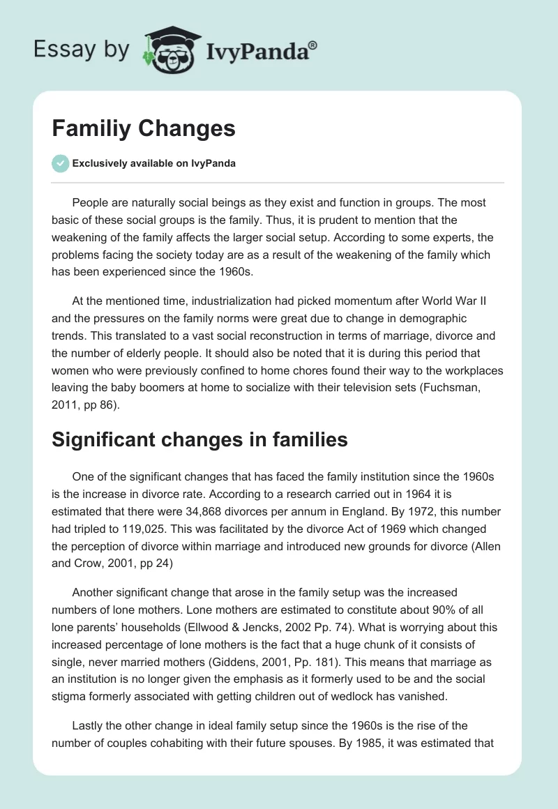 Familiy Changes. Page 1