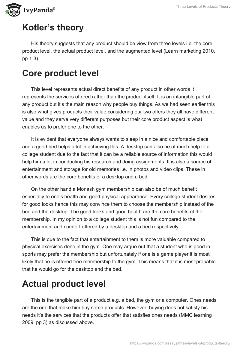 Three Levels of Products Theory. Page 2