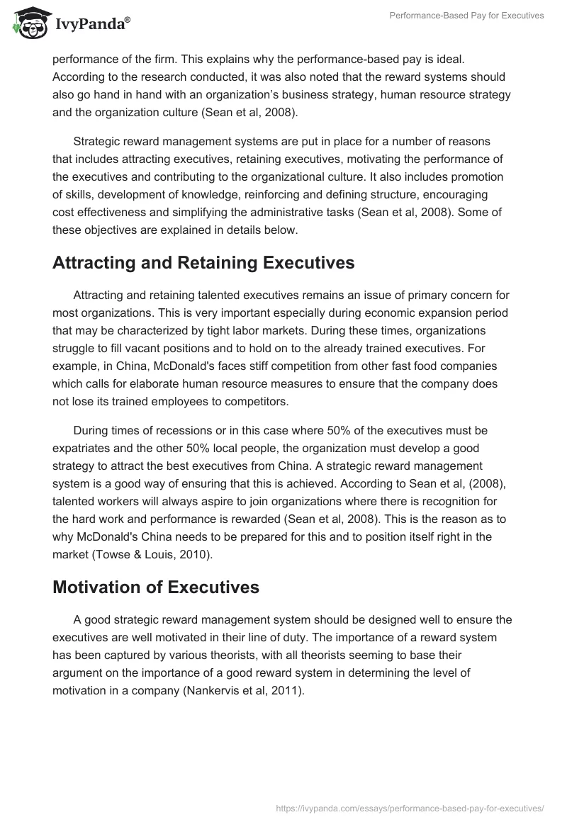 Performance-Based Pay for Executives. Page 3