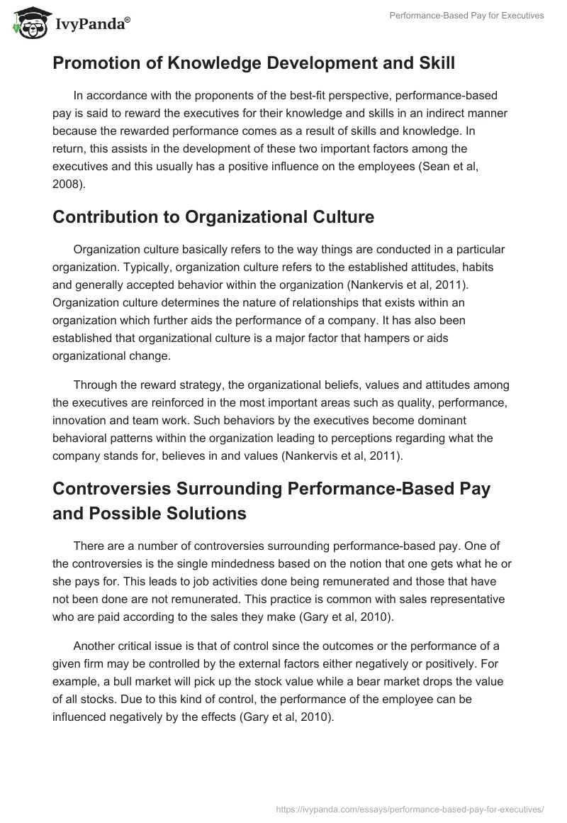 Performance-Based Pay for Executives. Page 4