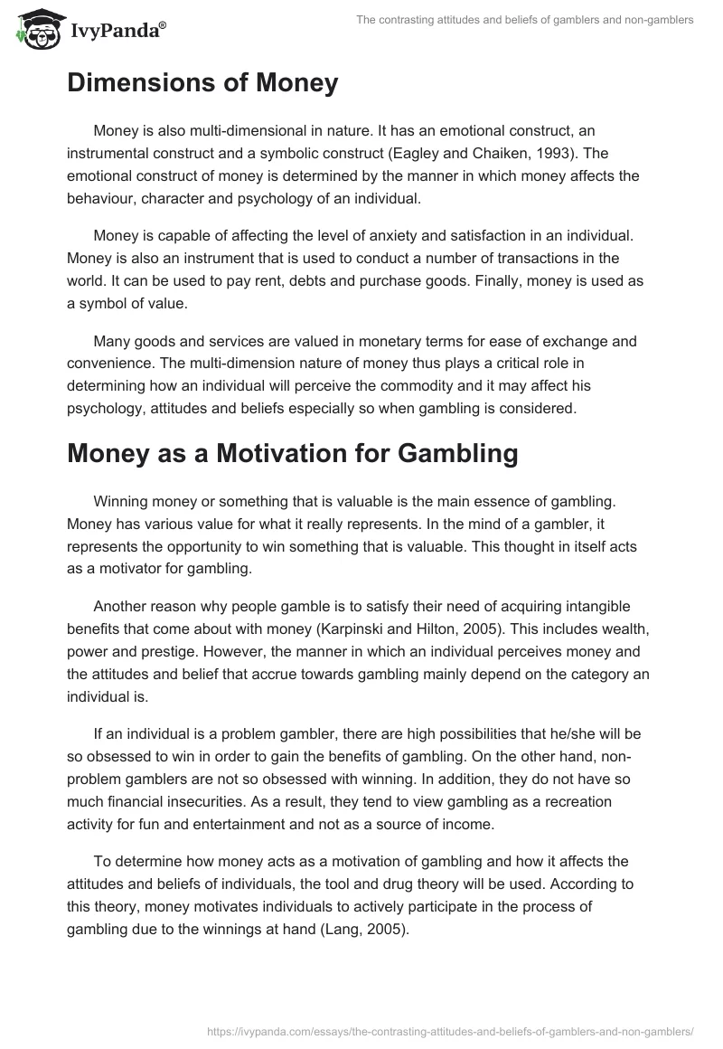 The contrasting attitudes and beliefs of gamblers and non-gamblers. Page 3