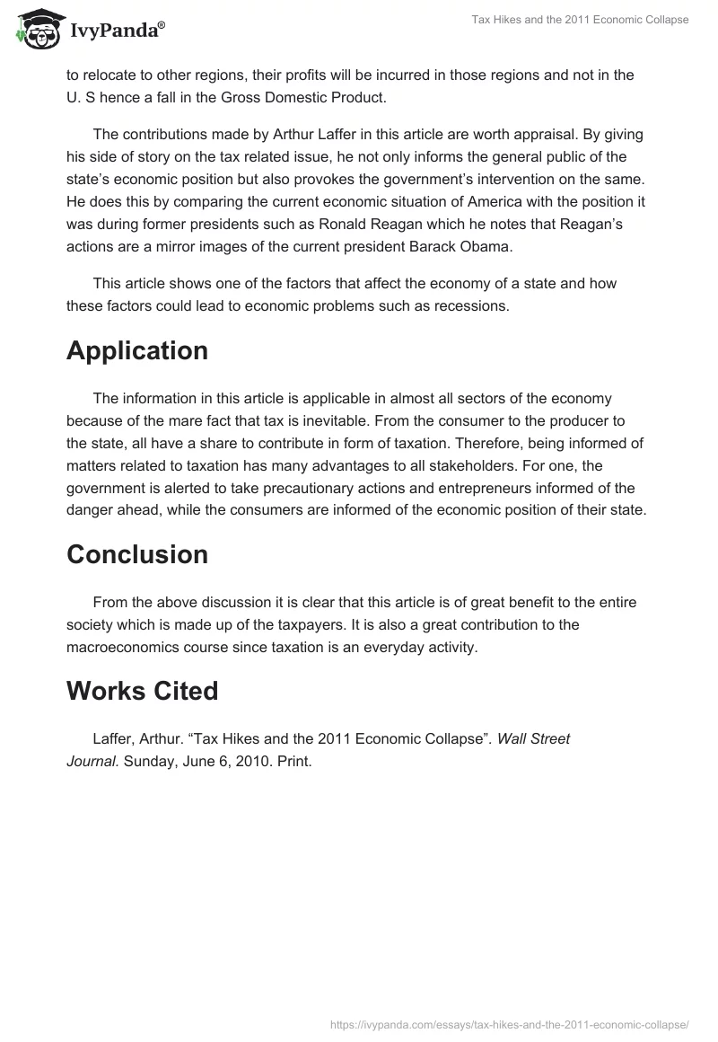 Tax Hikes and the 2011 Economic Collapse. Page 2