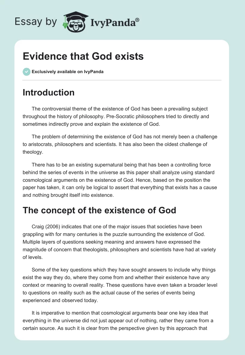 do you think god exists essay