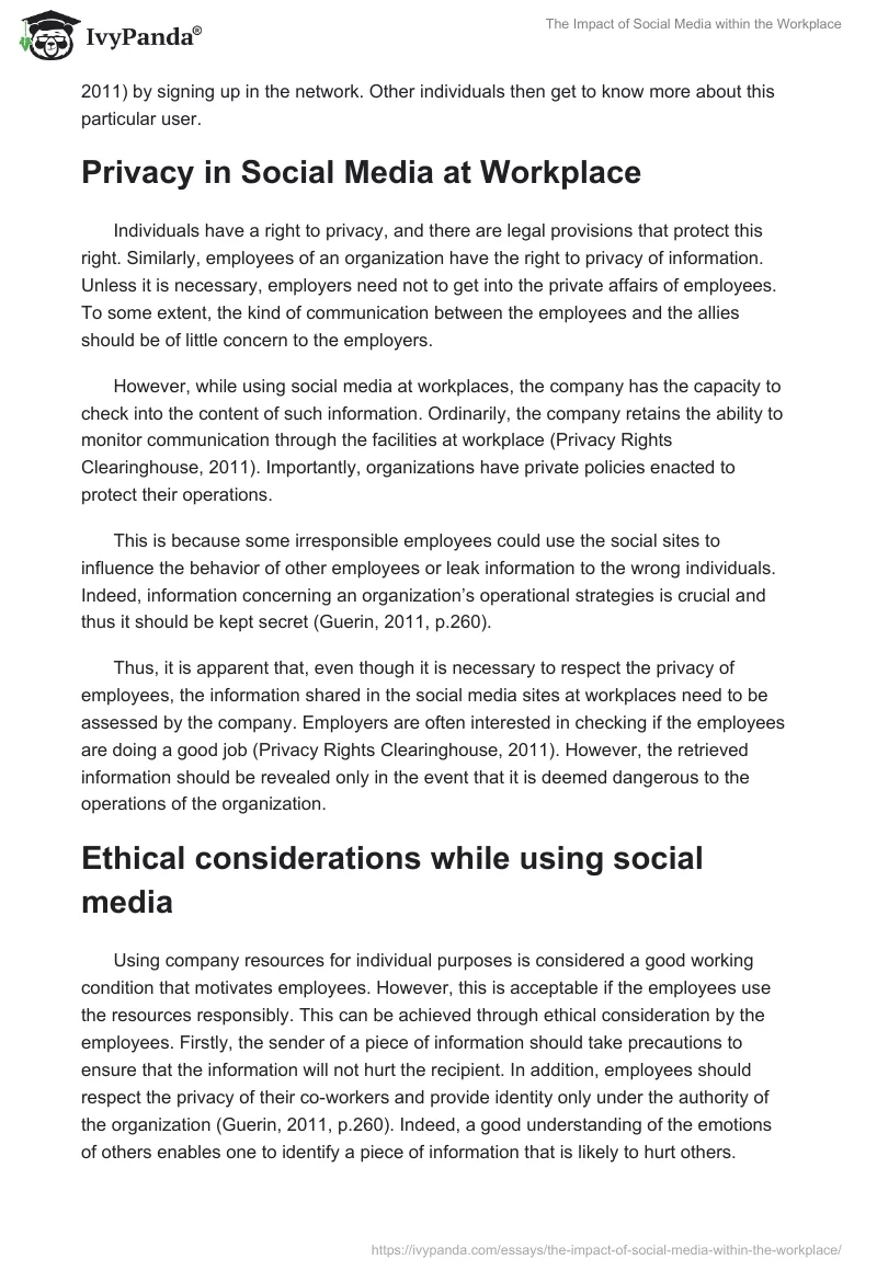 The Impact of Social Media within the Workplace. Page 2