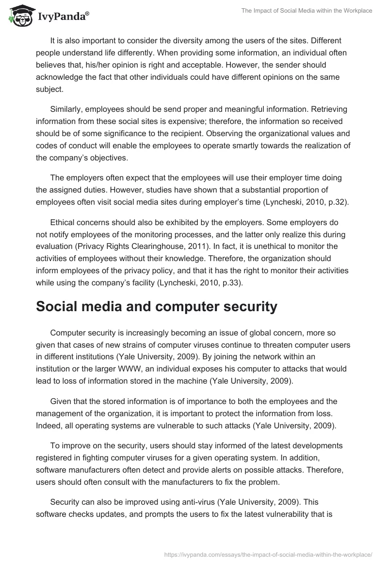The Impact of Social Media within the Workplace. Page 3