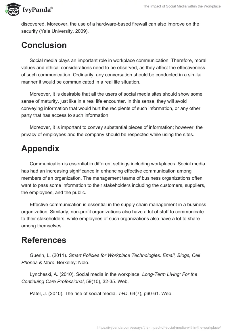 The Impact of Social Media within the Workplace. Page 4