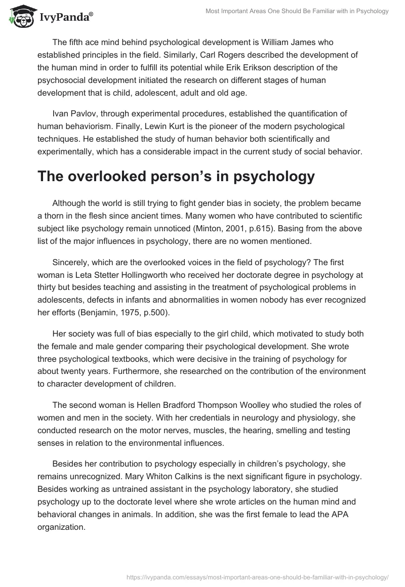 Most Important Areas One Should Be Familiar with in Psychology. Page 5
