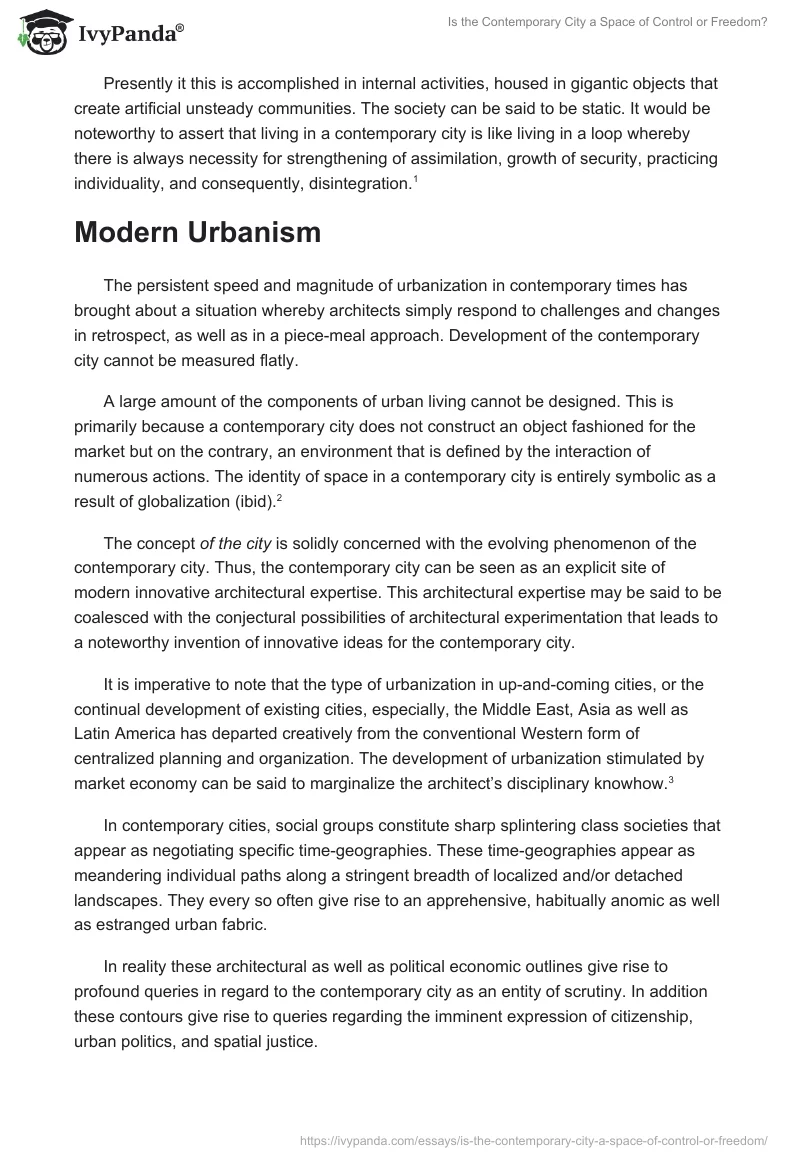 Is the Contemporary City a Space of Control or Freedom?. Page 2