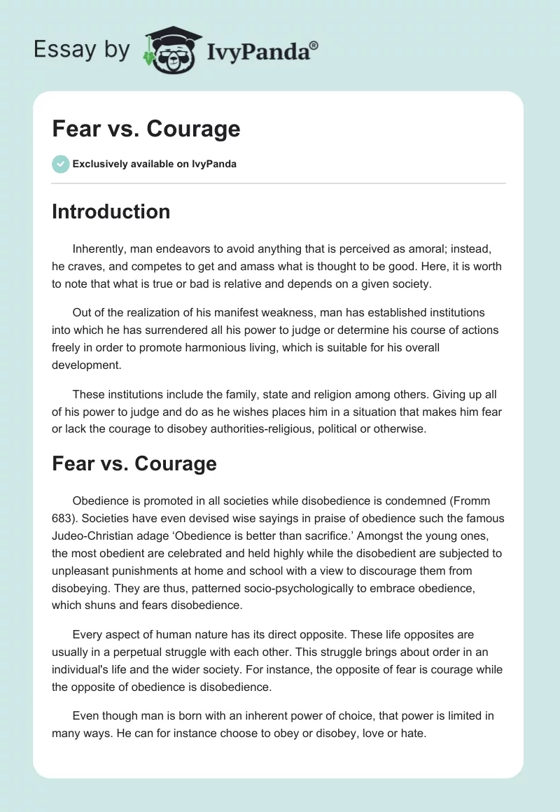 Courage Redefined: A Contrarian Exploration of the Meaning of Bravery -  Free Essay Example - 415 Words