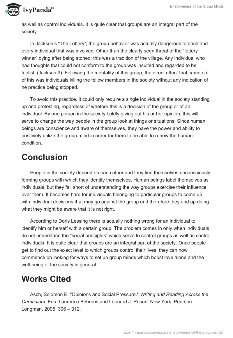 Effectiveness of the Group Minds. Page 5