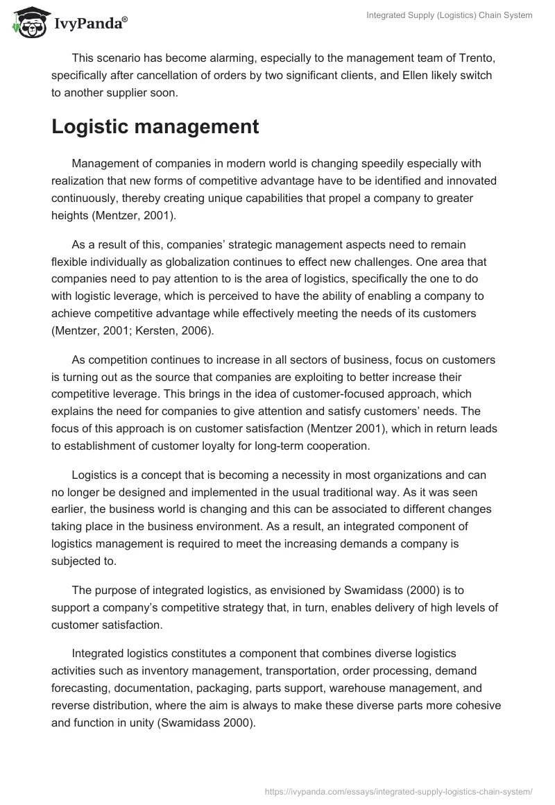 Integrated Supply (Logistics) Chain System. Page 3