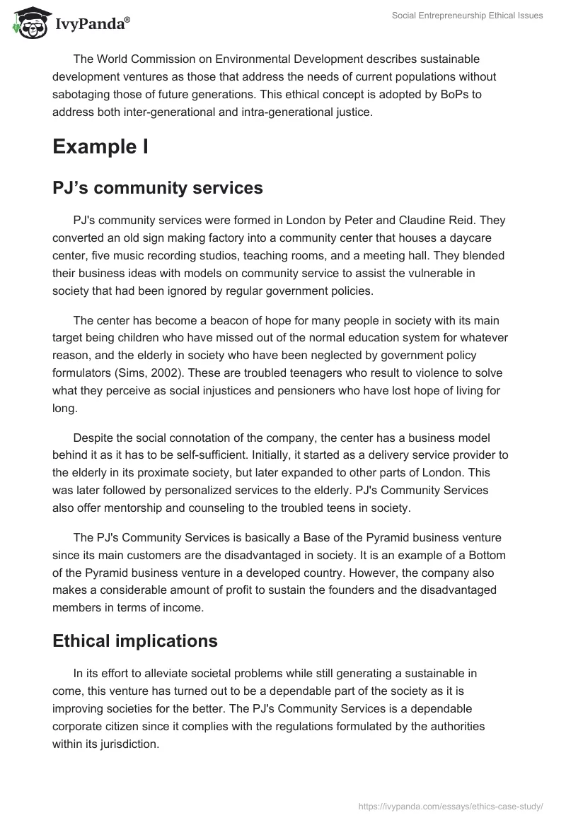 Social Entrepreneurship Ethical Issues. Page 3