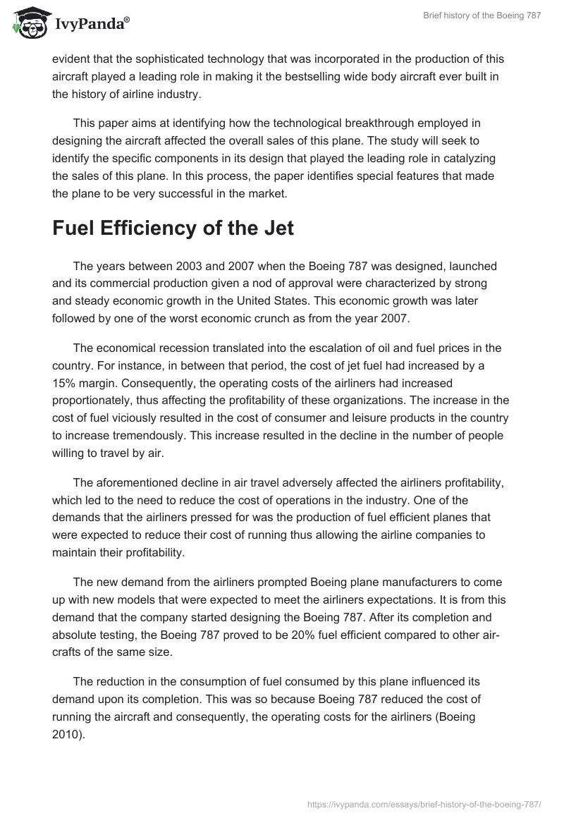 Brief History of the Boeing 787. Page 2