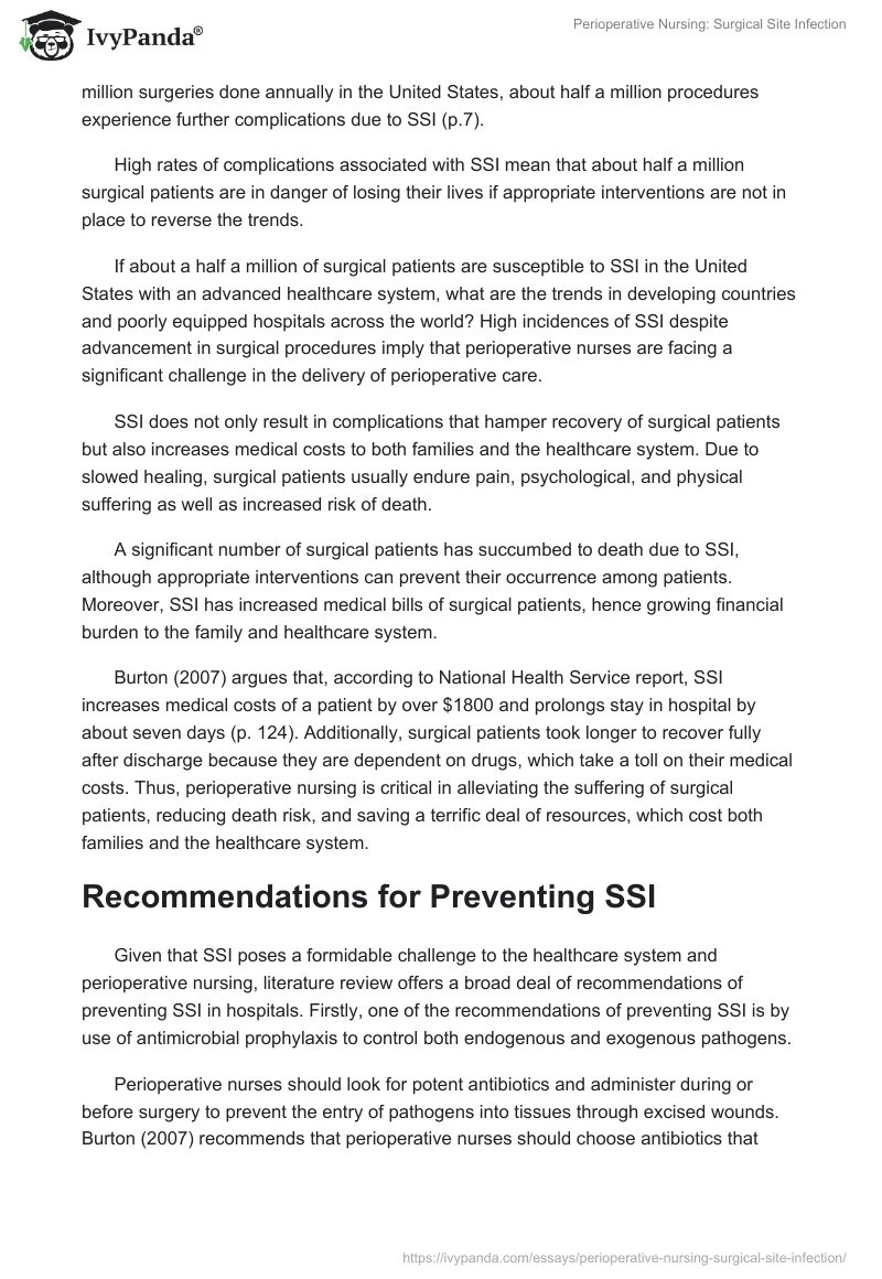 Perioperative Nursing: Surgical Site Infection. Page 3