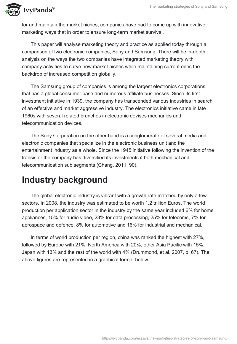The marketing strategies of Sony and Samsung. Page 2
