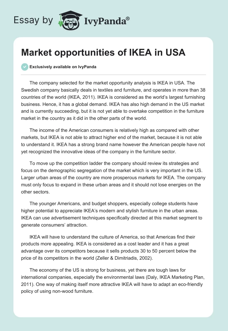 Market opportunities of IKEA in USA. Page 1