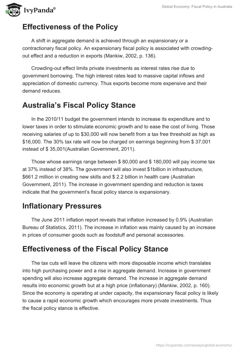 Global Economy: Fiscal Policy in Australia. Page 3