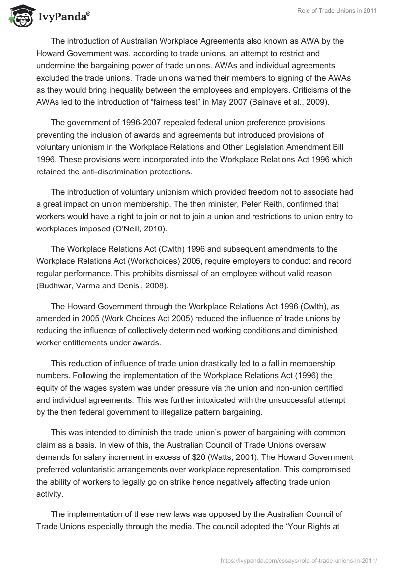 Role of Trade Unions in 2011. Page 4