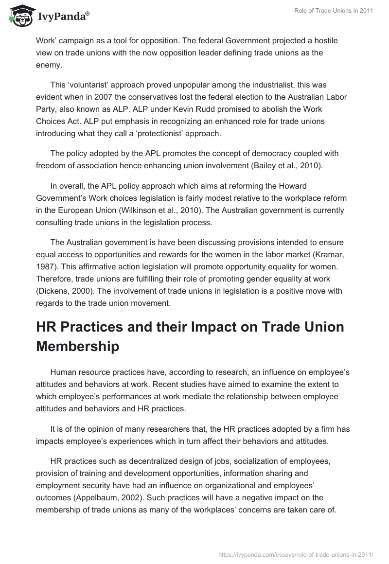 Role of Trade Unions in 2011. Page 5