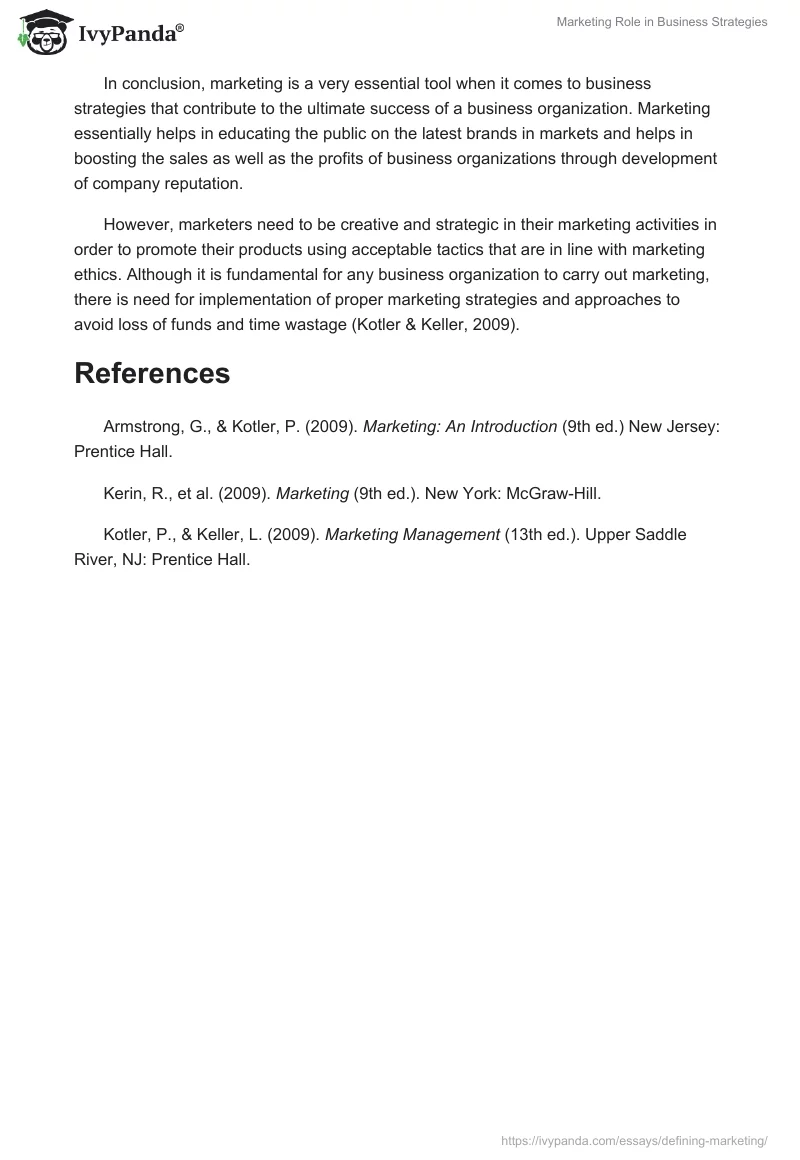 Marketing Role in Business Strategies. Page 3