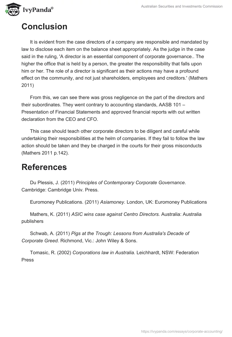 Australian Securities and Investments Commission. Page 3