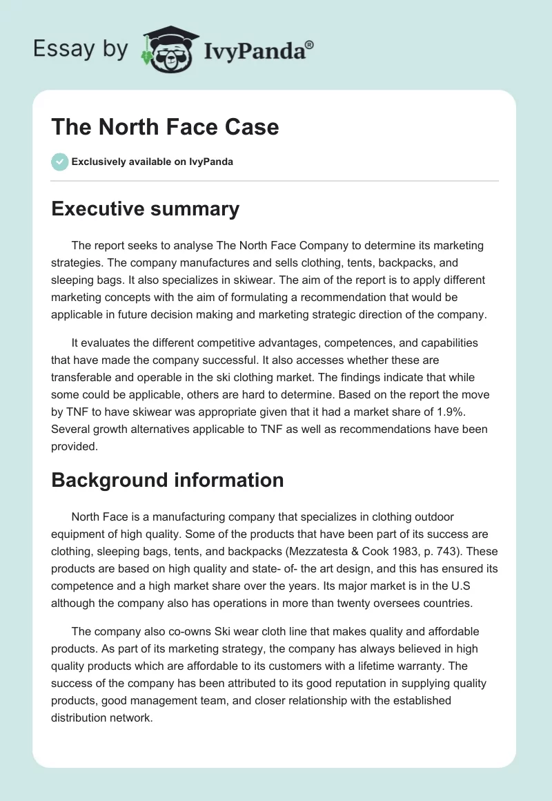The North Face Case. Page 1