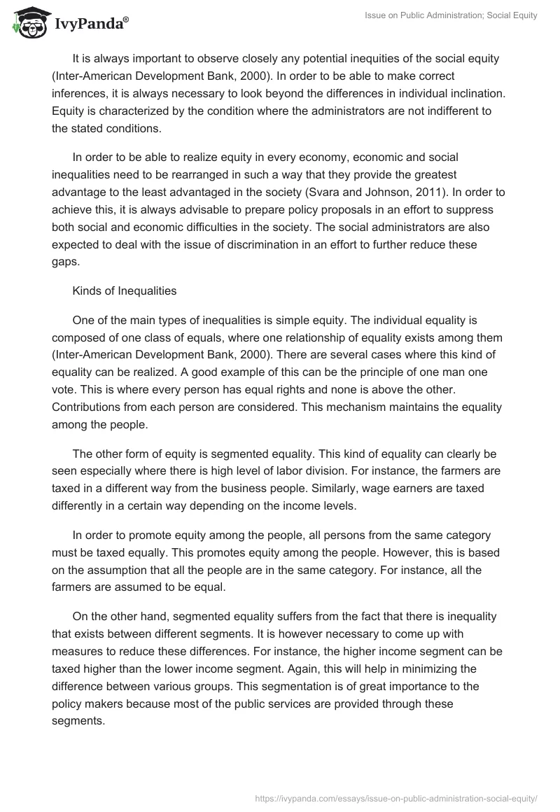 Issue on Public Administration; Social Equity. Page 2