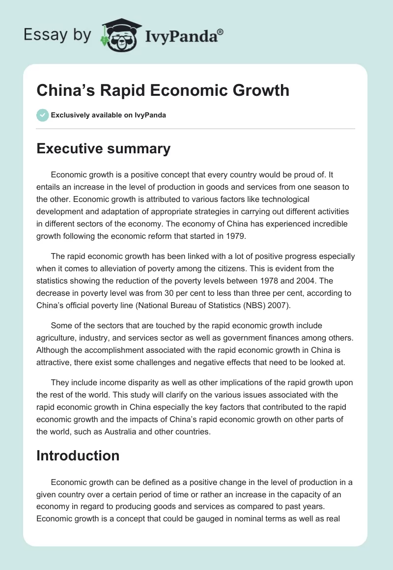 China’s Rapid Economic Growth. Page 1