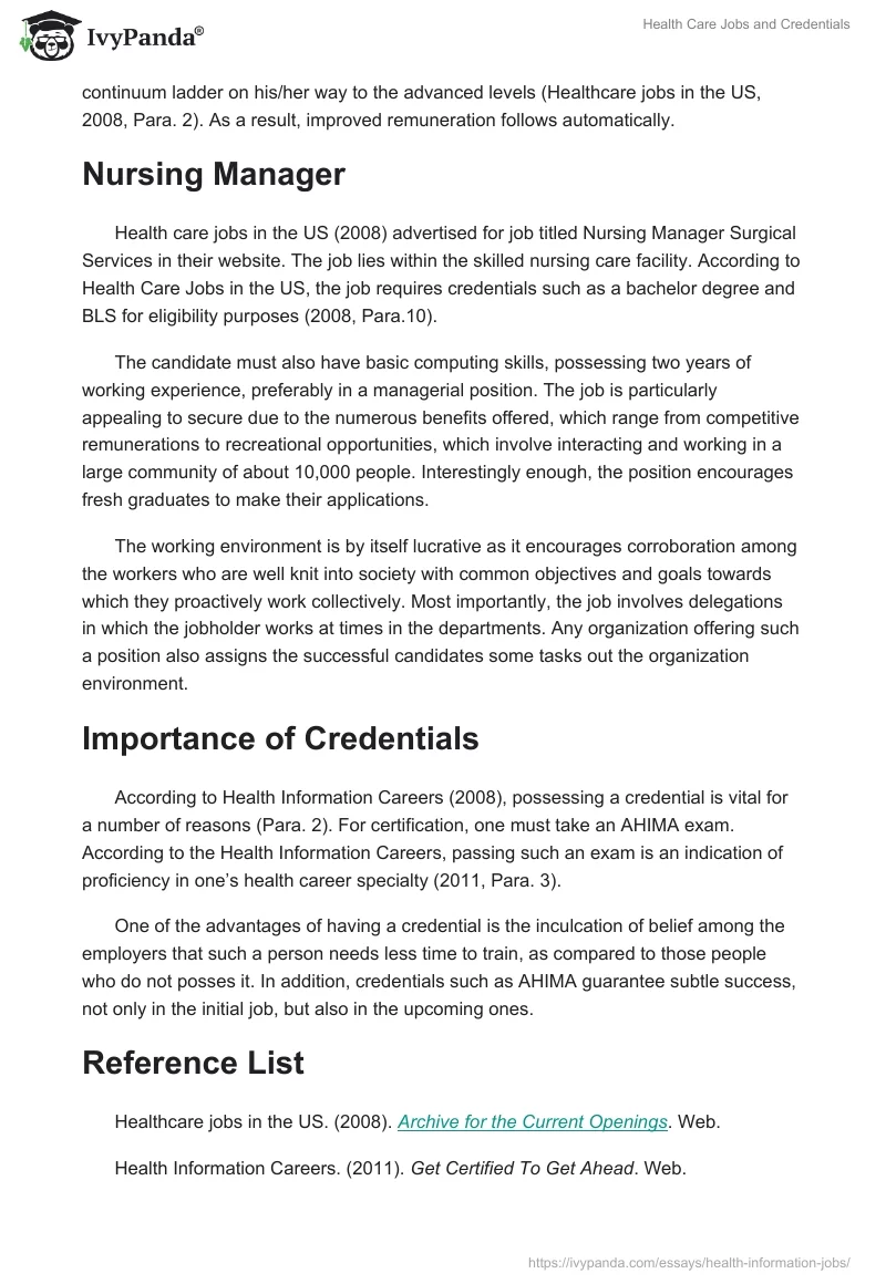 Health Care Jobs and Credentials. Page 2