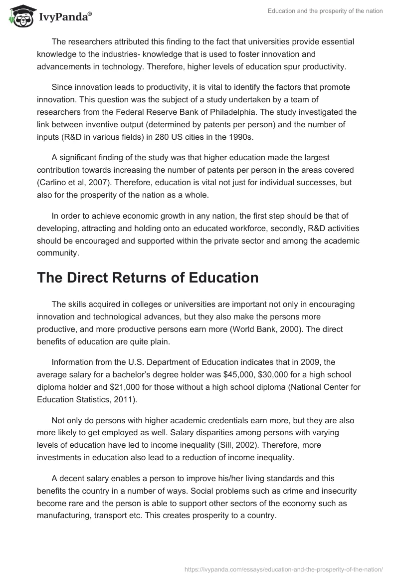 Education and the prosperity of the nation. Page 3
