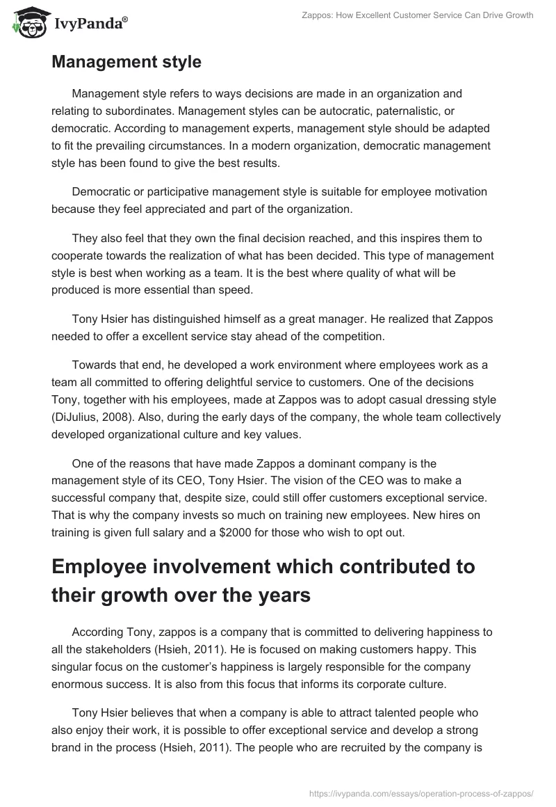 Zappos: How Excellent Customer Service Can Drive Growth. Page 3