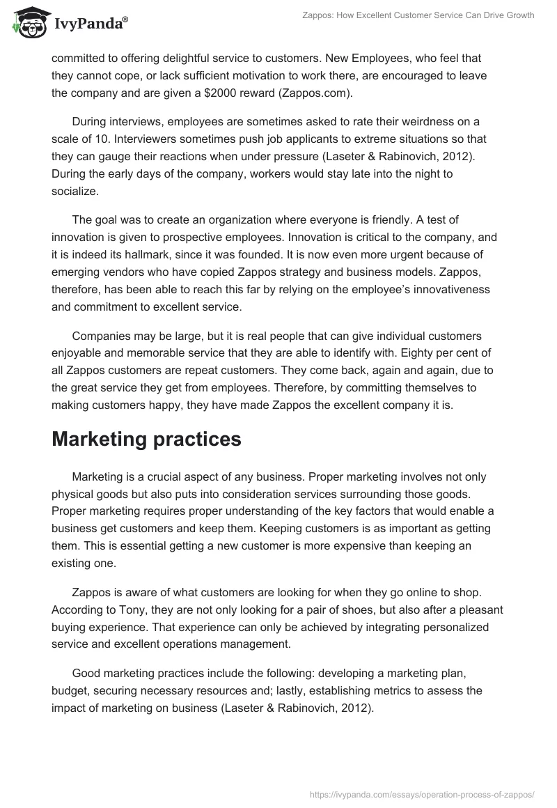 Zappos: How Excellent Customer Service Can Drive Growth. Page 4