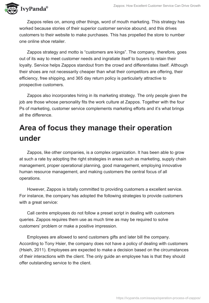 Zappos: How Excellent Customer Service Can Drive Growth. Page 5