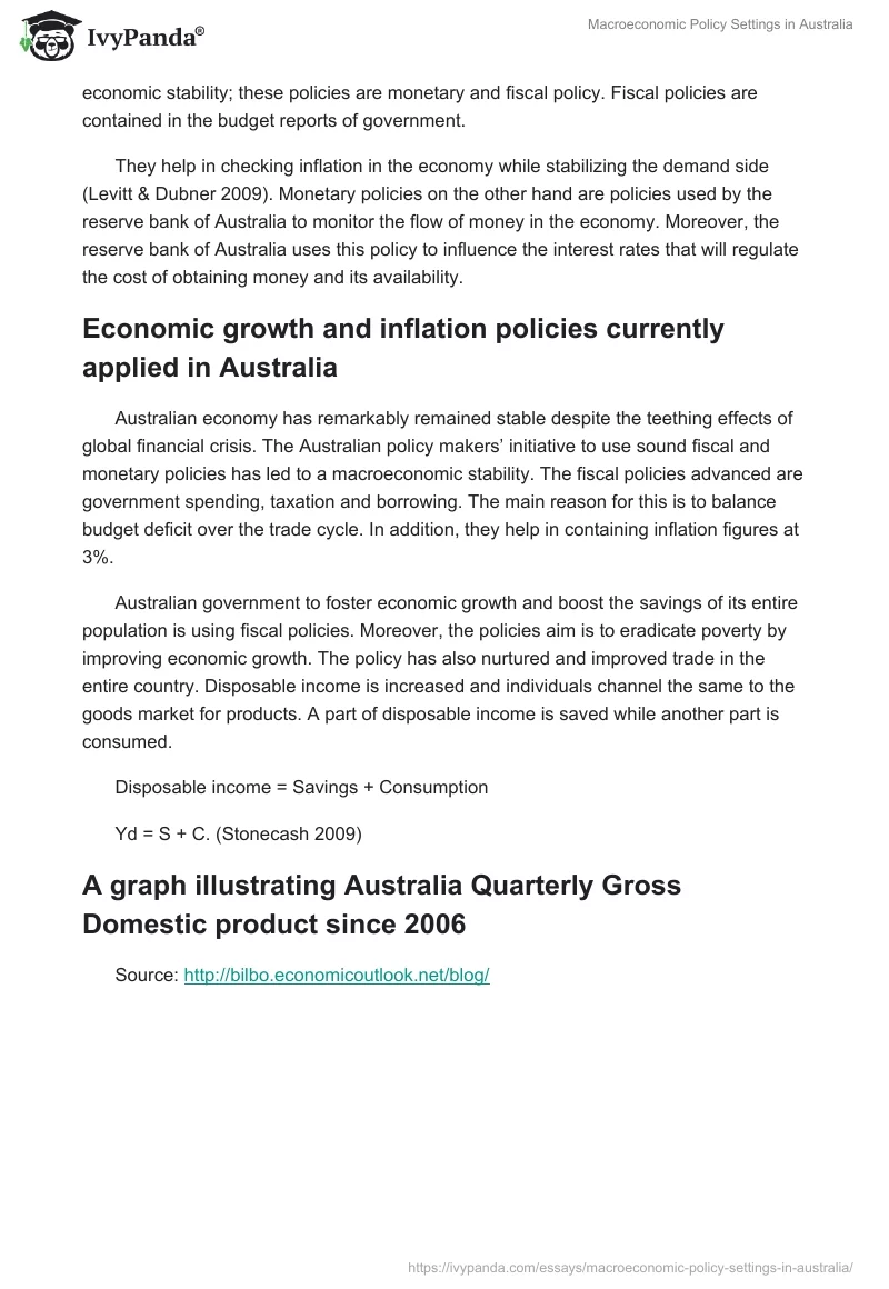 Macroeconomic Policy Settings in Australia. Page 2