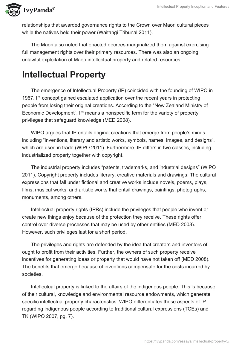 Intellectual Property Inception and Features. Page 3