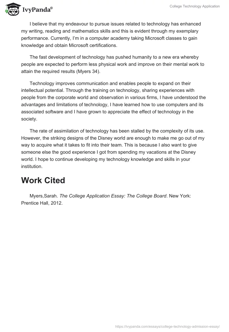College Technology Application. Page 2