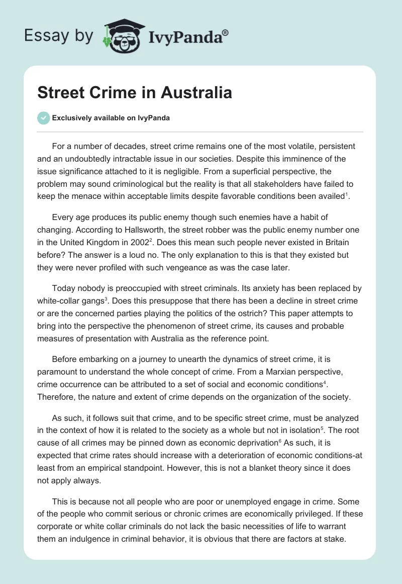 Street Crime in Australia. Page 1