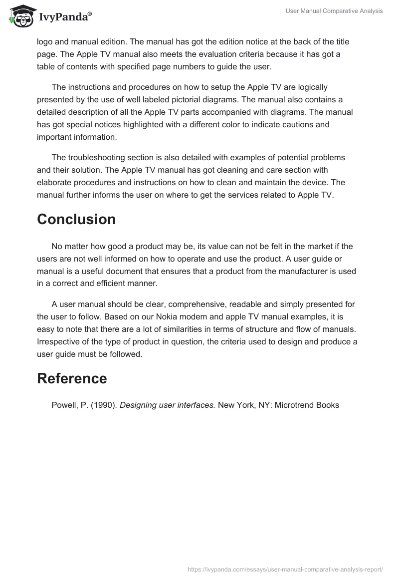 User Manual Comparative Analysis. Page 4