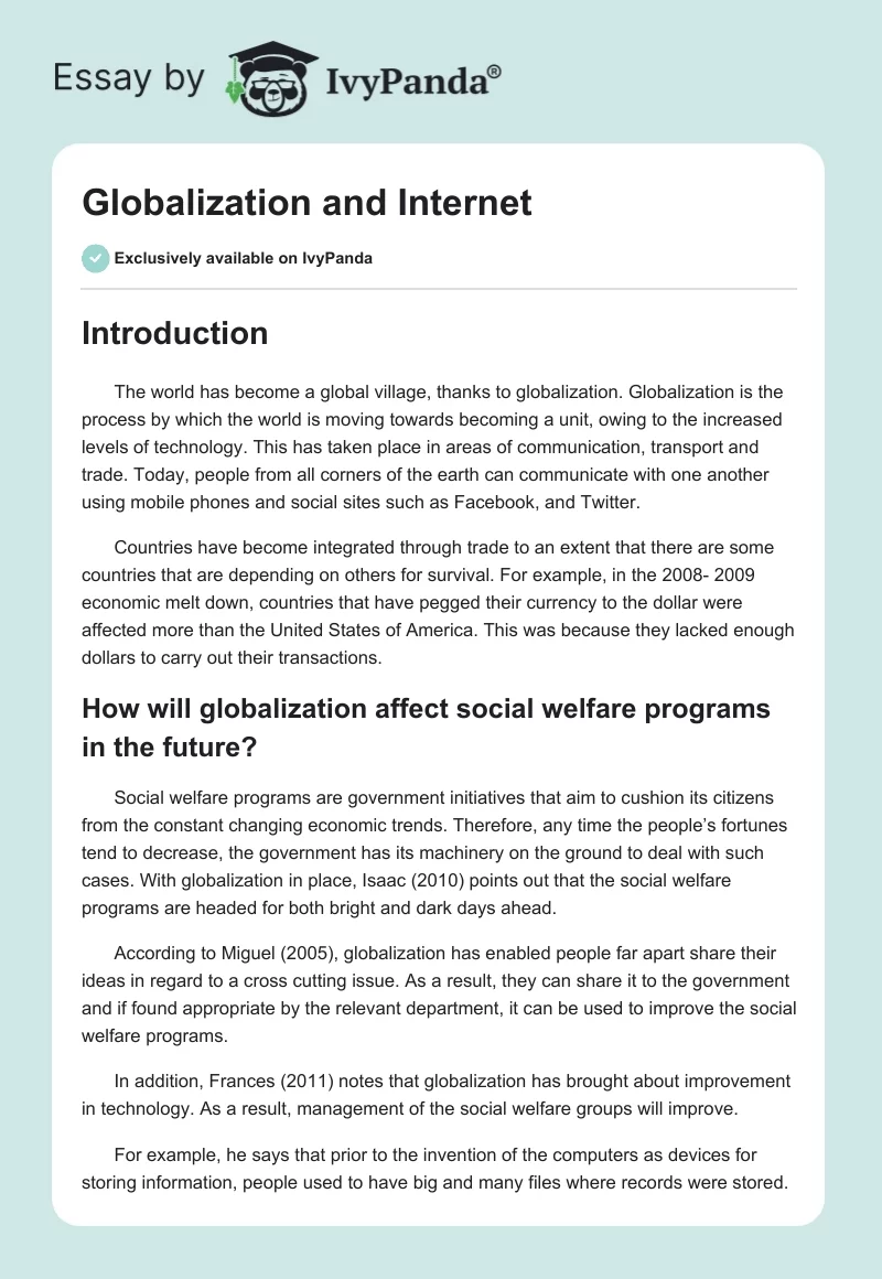 Globalization and Internet. Page 1