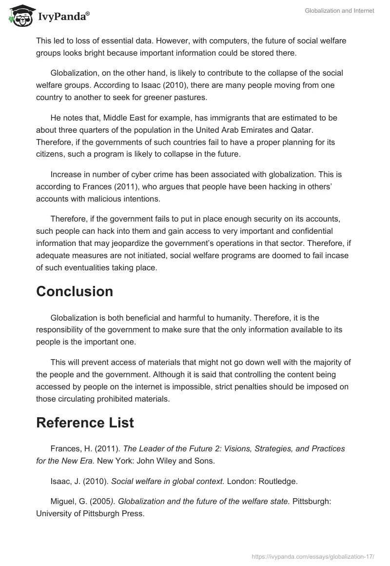 Globalization and Internet. Page 2