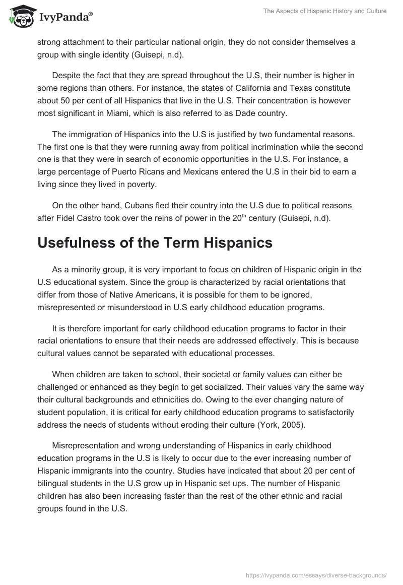 The Aspects of Hispanic History and Culture. Page 2