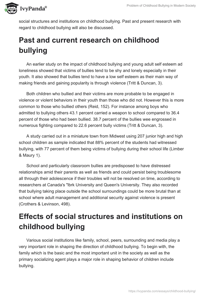 Problem of Childhood Bullying in Modern Society. Page 2