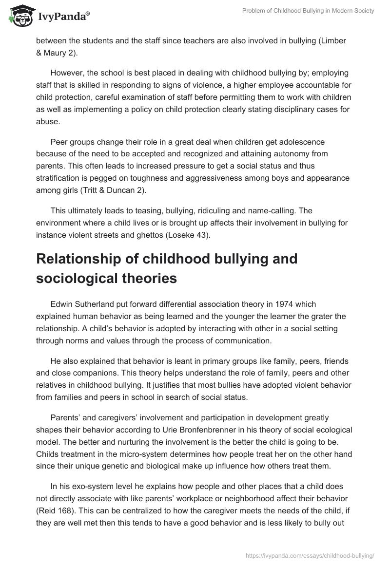 Problem of Childhood Bullying in Modern Society. Page 4