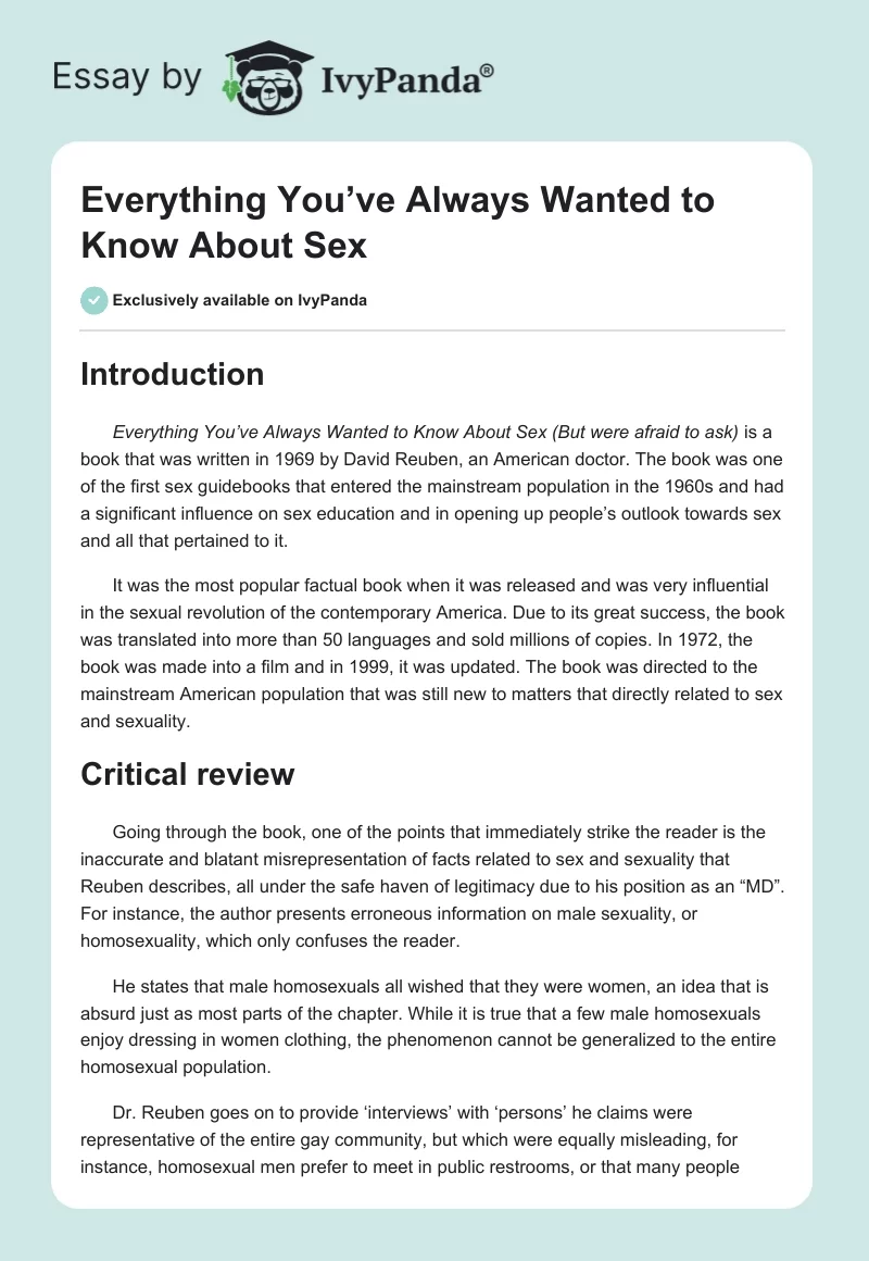 Everything You’ve Always Wanted to Know About Sex. Page 1