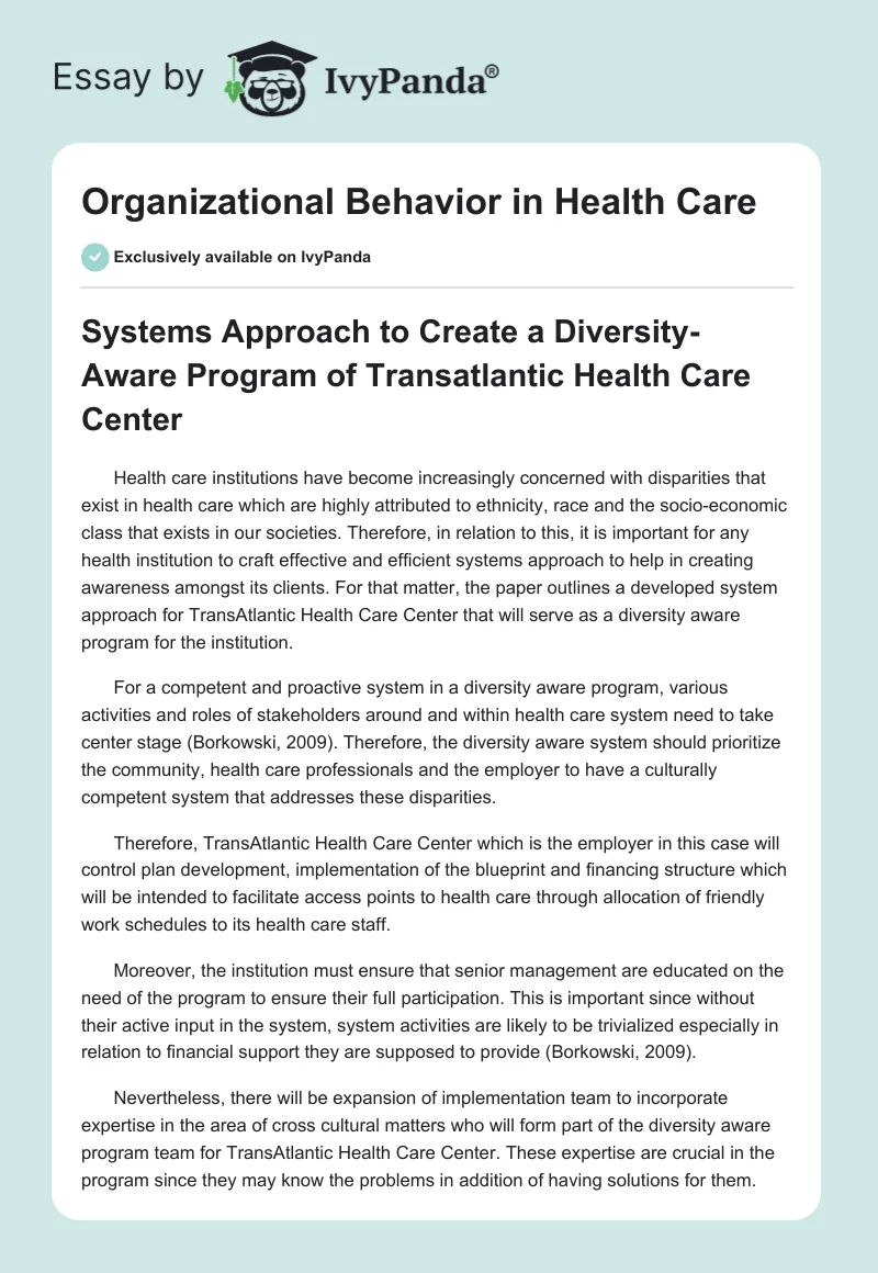 Organizational Behavior in Health Care. Page 1