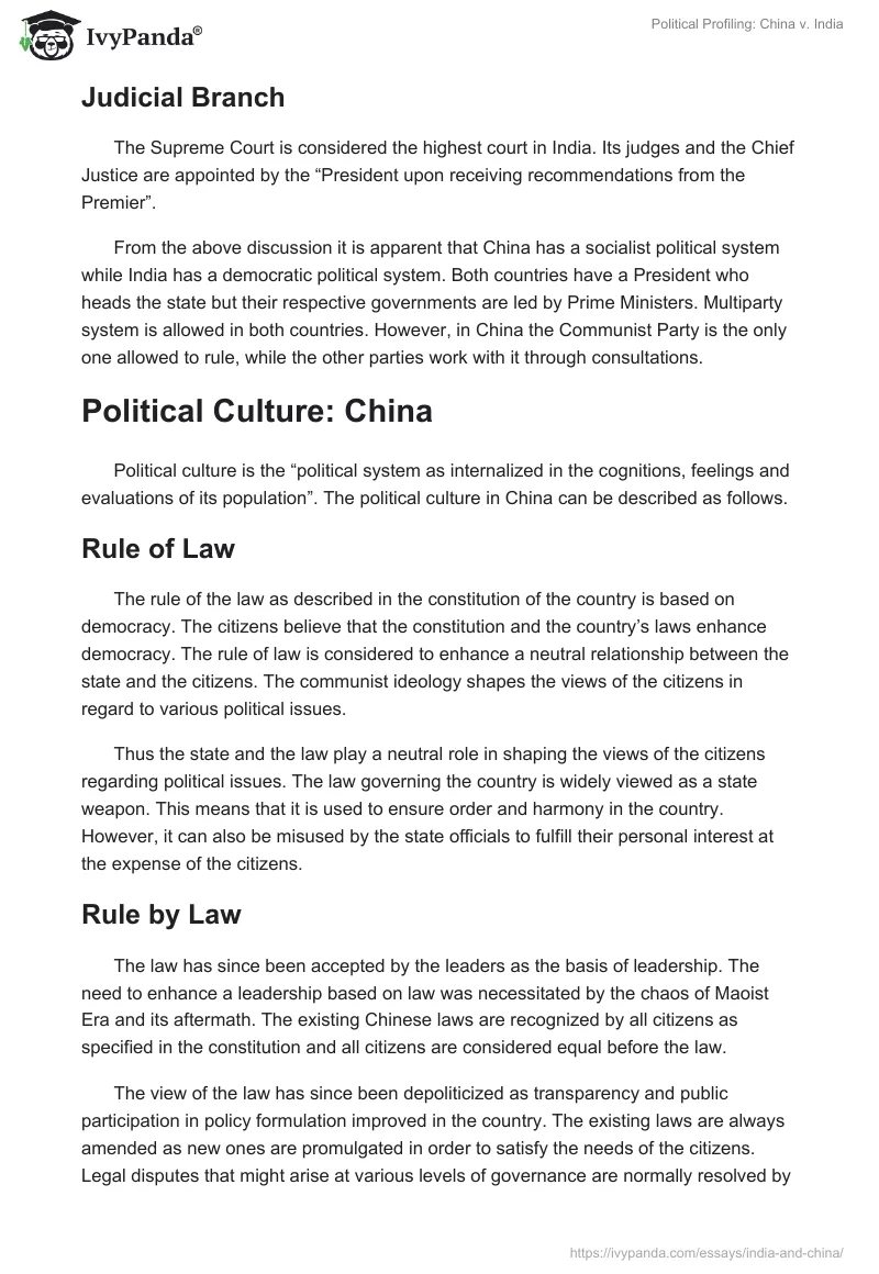 Political Profiling: China v. India. Page 4