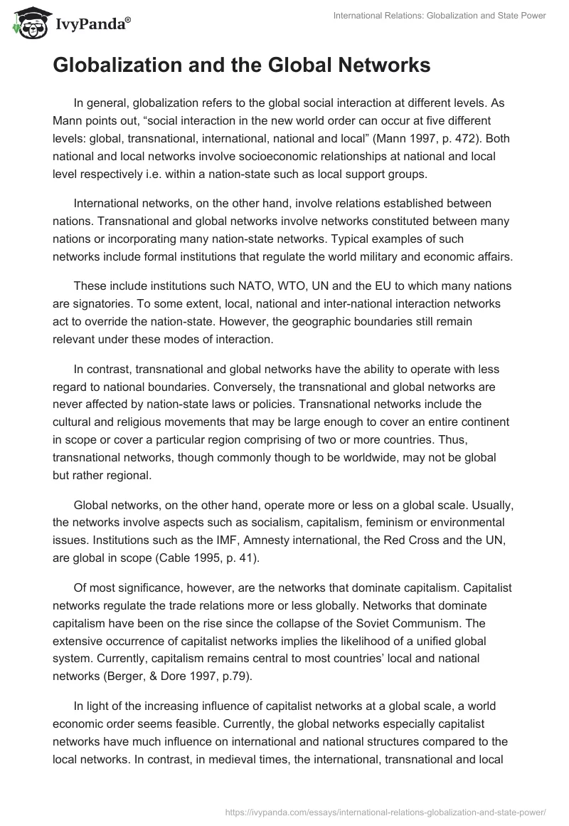 International Relations: Globalization and State Power. Page 2