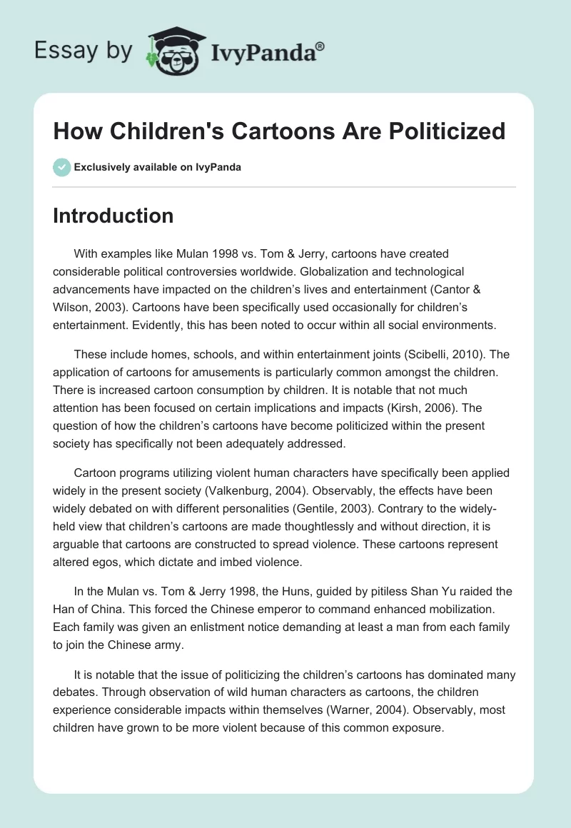 How Children's Cartoons Are Politicized. Page 1